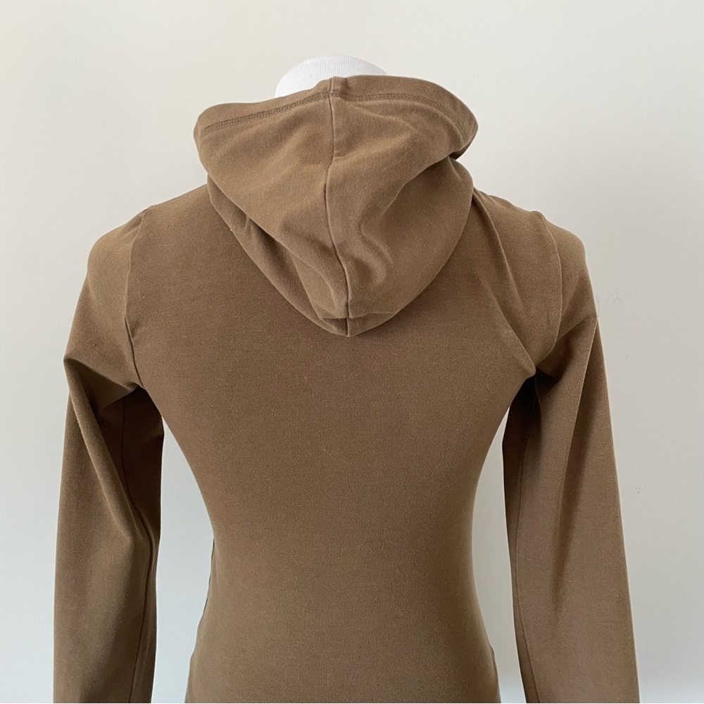 RARE - SKIMS- FULL ZIP ARMY BROWN STRETCH HOODIE- SIZE XS - Picture 7 of 10